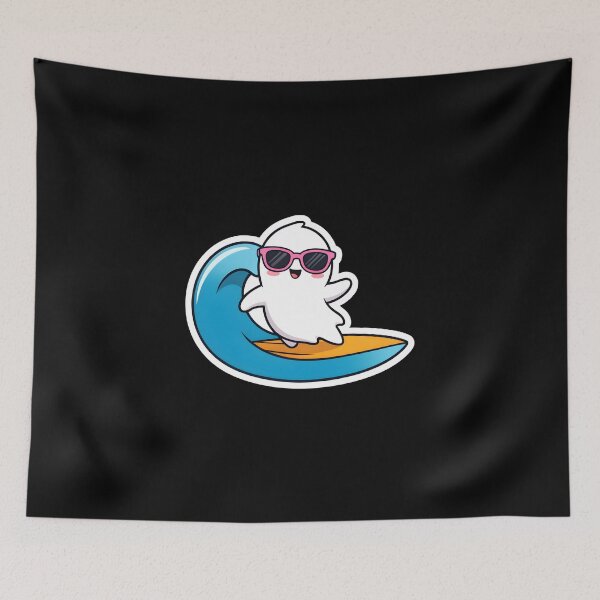 Item preview, Cute Surfing Ghost Summer Vibes Kawaii Beach Sticker designed and sold by KCasual.