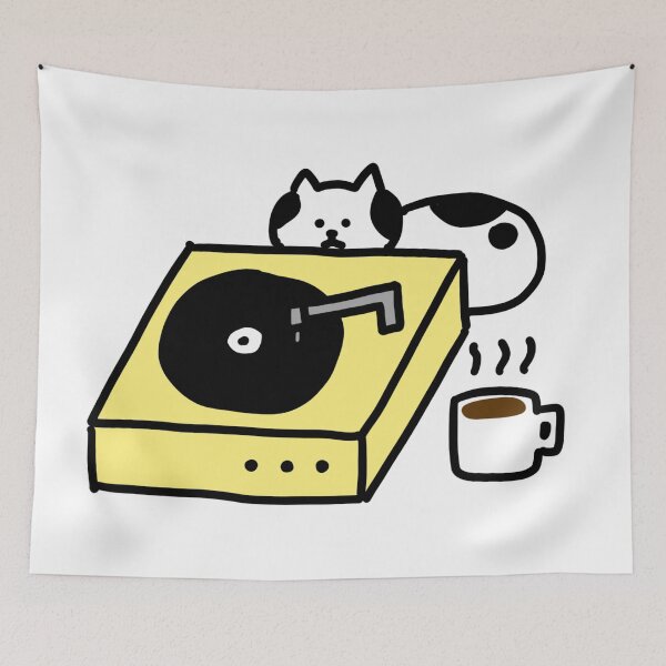 Item preview, a Cat behind the turntable designed and sold by superbaechoo.