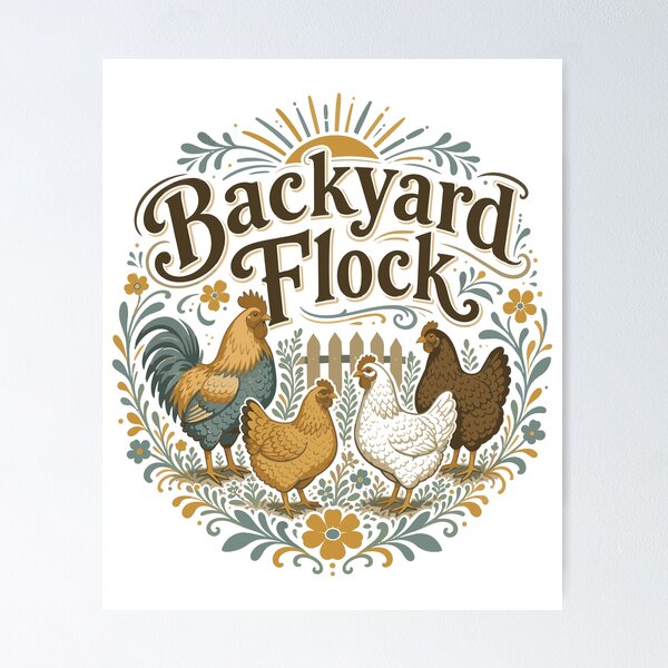 Item preview, Backyard Chickens Rooster and Hen Happy Free Range designed and sold by AntiqueImages.