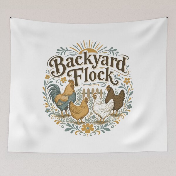 Item preview, Backyard Chickens Rooster and Hen Happy Free Range designed and sold by AntiqueImages.