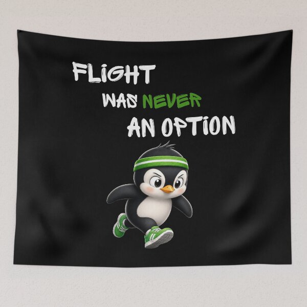 Item preview, Flight Was Never an Option Funny Running Penguin Design designed and sold by ZetkArt.