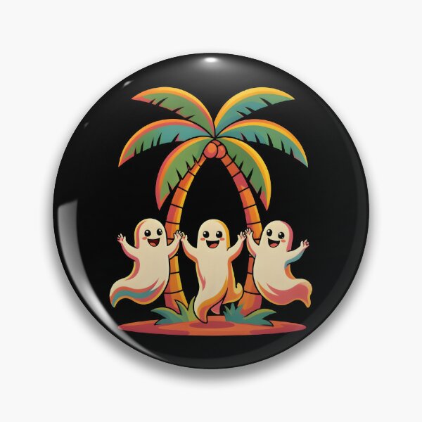 Item preview, Cute Tropical Ghosts Summer Palm Trees Kawaii Beach Sticker designed and sold by KCasual.