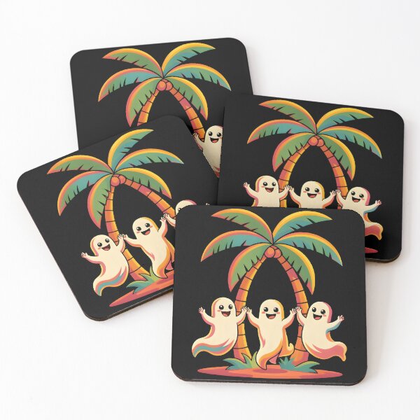 Item preview, Cute Tropical Ghosts Summer Palm Trees Kawaii Beach Sticker designed and sold by KCasual.