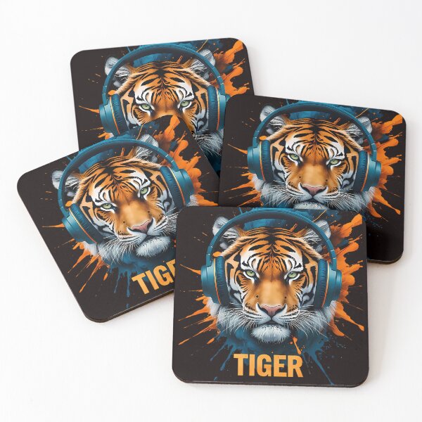 Item preview, Cool Tiger with Headphones designed and sold by Structure-Blue.