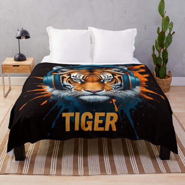 Item preview, Cool Tiger with Headphones designed and sold by Structure-Blue.