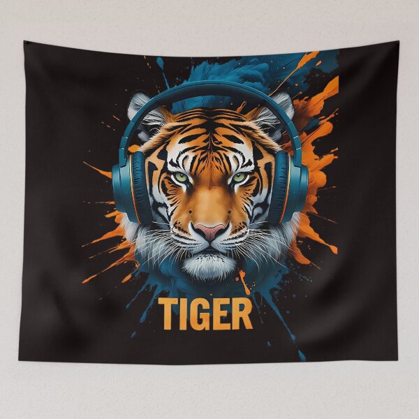 Item preview, Cool Tiger with Headphones designed and sold by Structure-Blue.