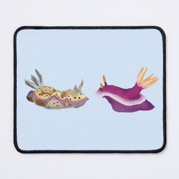 Item preview, Nudibranch duo - yellow and pink sea slug - blue designed and sold by Poulpimousse.
