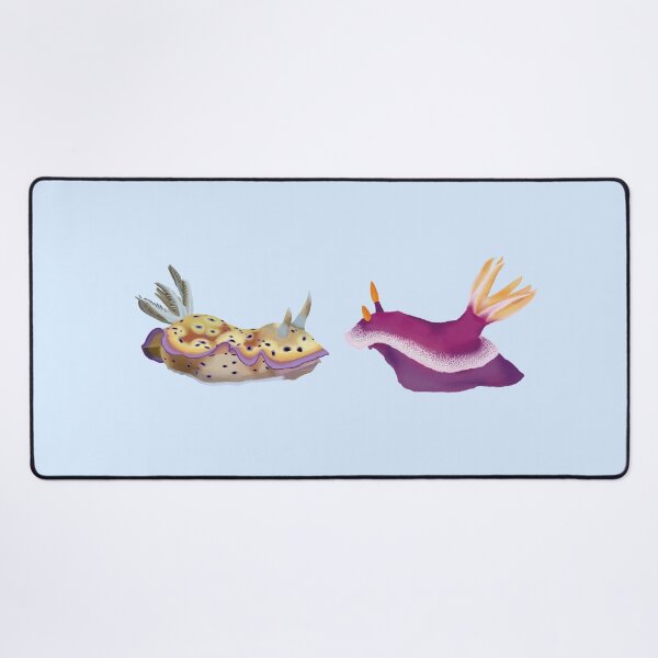 Item preview, Nudibranch duo - yellow and pink sea slug - blue designed and sold by Poulpimousse.