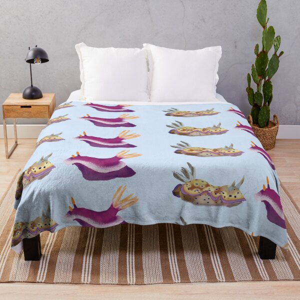 Item preview, Nudibranch duo - yellow and pink sea slug - blue designed and sold by Poulpimousse.