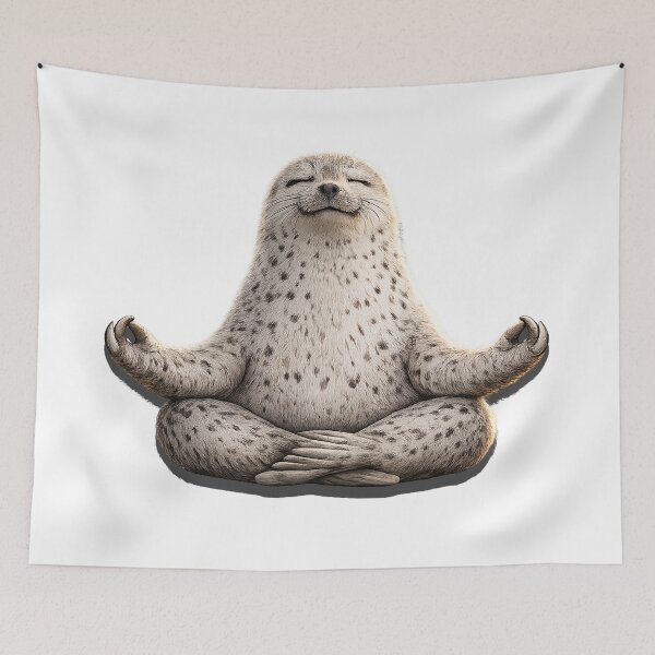 Item preview, A seal practicing yoga – a funny meditative seal in the lotus pose designed and sold by Ach&Koor.
