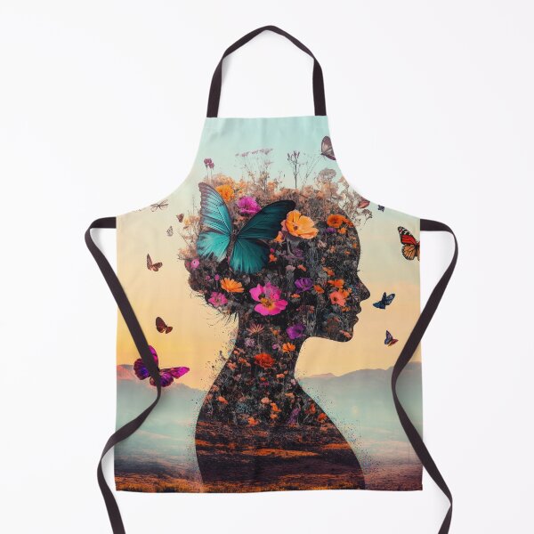 Item preview, Silhouette portrait of a beautiful girl created from flowers, butterflies and birds during sunset. designed and sold by Soft Oddity.