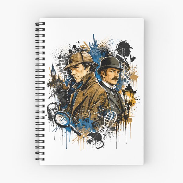 Item preview, Sherlock Holmes and Dr Watson London Splatter Graffiti Portrait Art designed and sold by Fenay Designs.