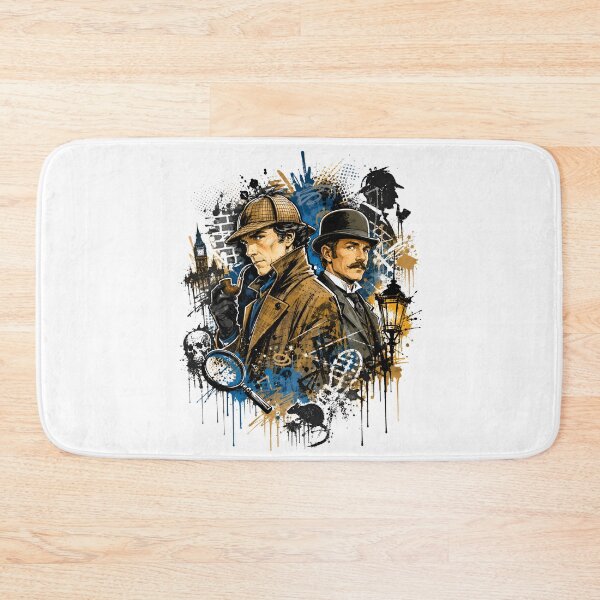 Item preview, Sherlock Holmes and Dr Watson London Splatter Graffiti Portrait Art designed and sold by Fenay Designs.