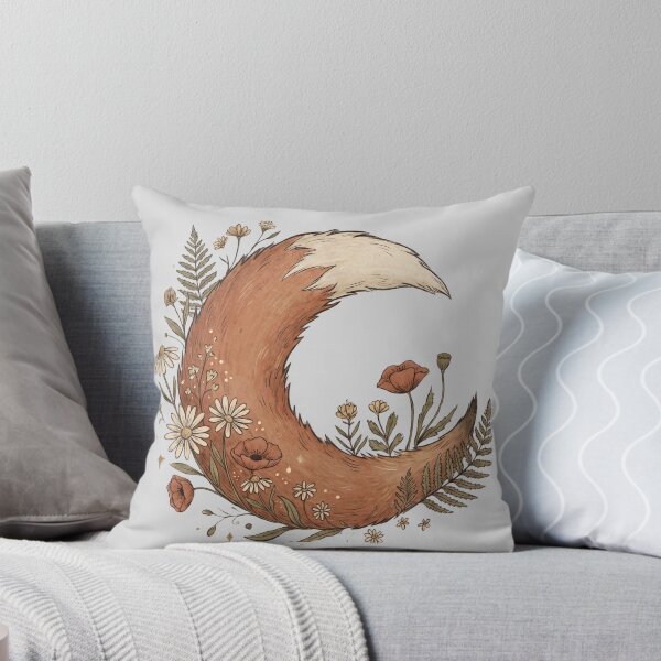 Item preview, Boho Fox Crescent Moon Floral Illustration designed and sold by Ortsas.