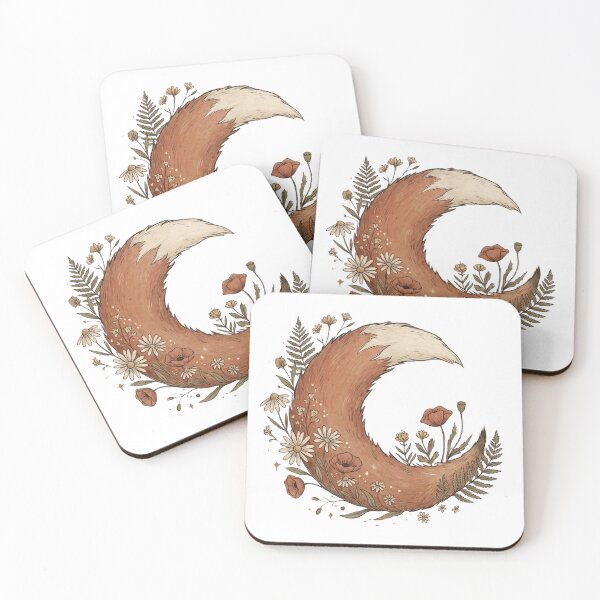 Item preview, Boho Fox Crescent Moon Floral Illustration designed and sold by Ortsas.