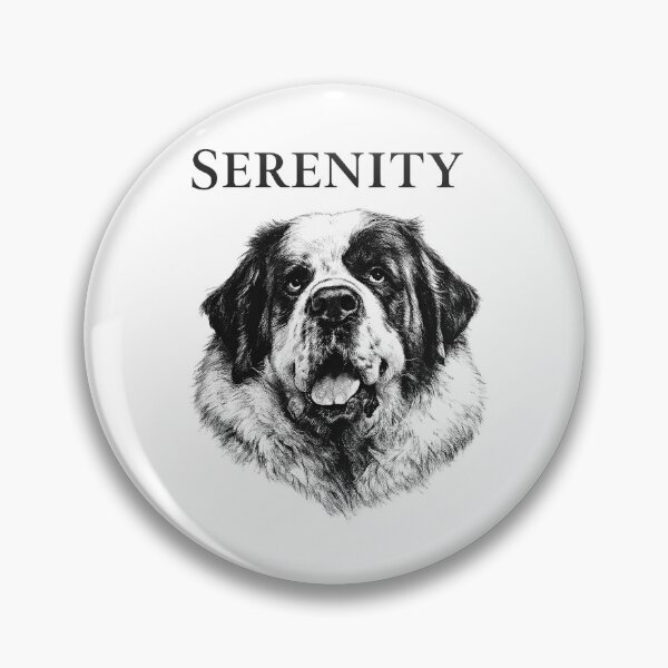 Item preview, SERENITY – VINTAGE SAINT BERNARD BLACK AND WHITE DOG ILLUSTRATION designed and sold by MMRE.