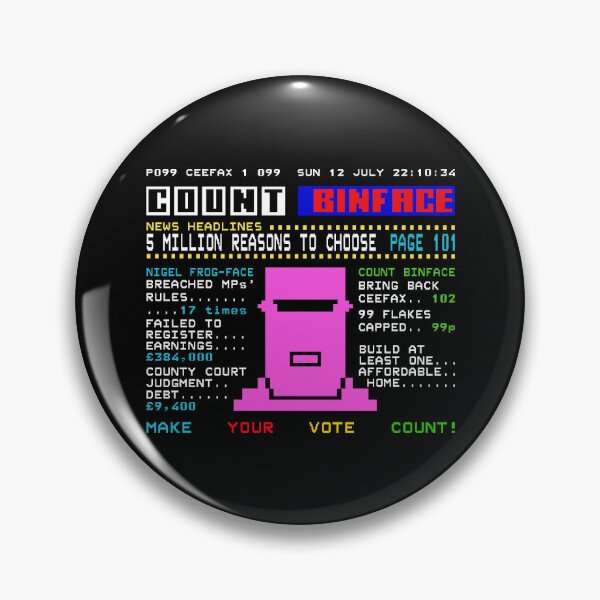 Item preview, Count Binface Ceefax Political Satire Election Parody designed and sold by Maljonic.