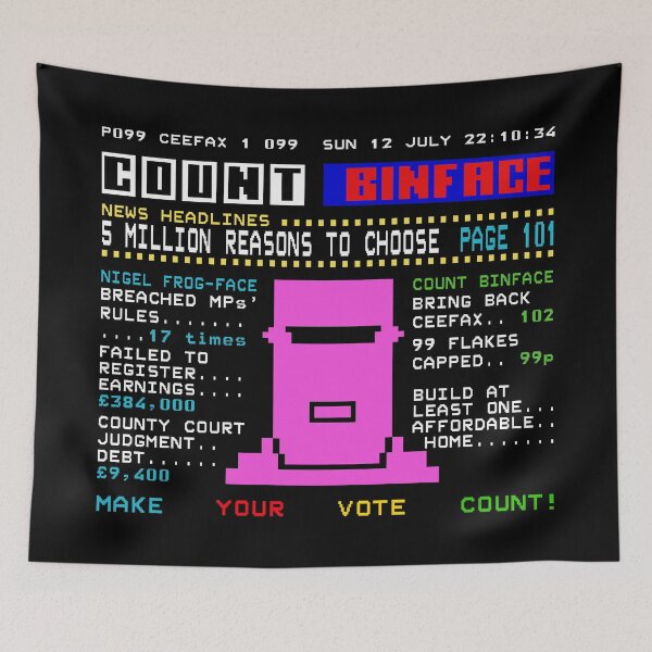Item preview, Count Binface Ceefax Political Satire Election Parody designed and sold by Maljonic.