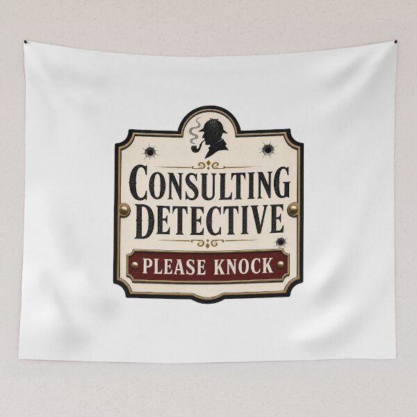Item preview, Sherlock Holmes Consulting Detective Please Knock Vintage Sign Plaque designed and sold by Fenay Designs.
