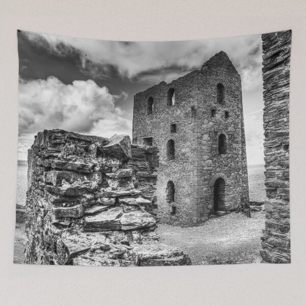 Item preview, Wheal Coates Engine House, Black and White Coastal Ruin, Cornwall designed and sold by Paul Thompson Photography.