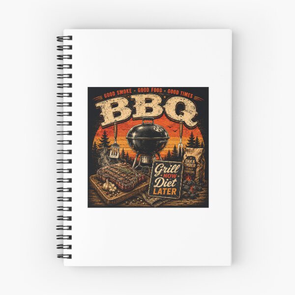 Item preview, Grill Now Diet Later | Vintage BBQ Retro Grill Design designed and sold by OakEmber.