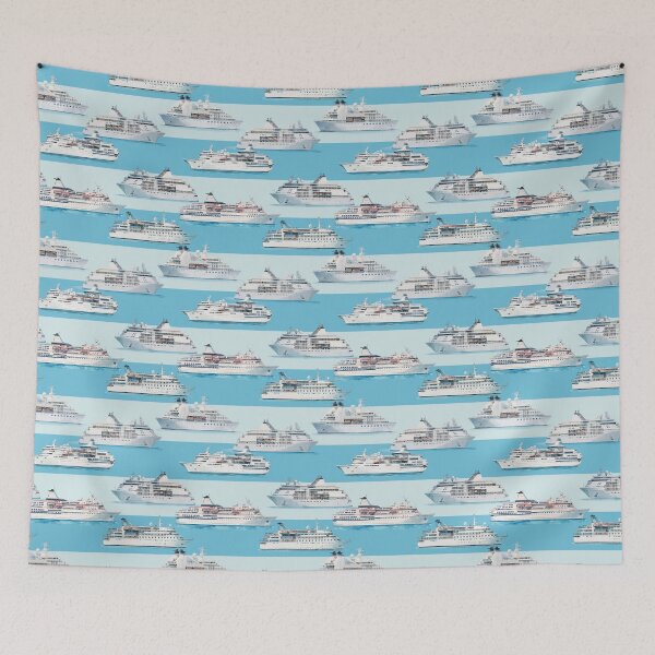 Item preview, Watercolor Cruise Ships Aqua Stripes designed and sold by Lidra Zehcnas.