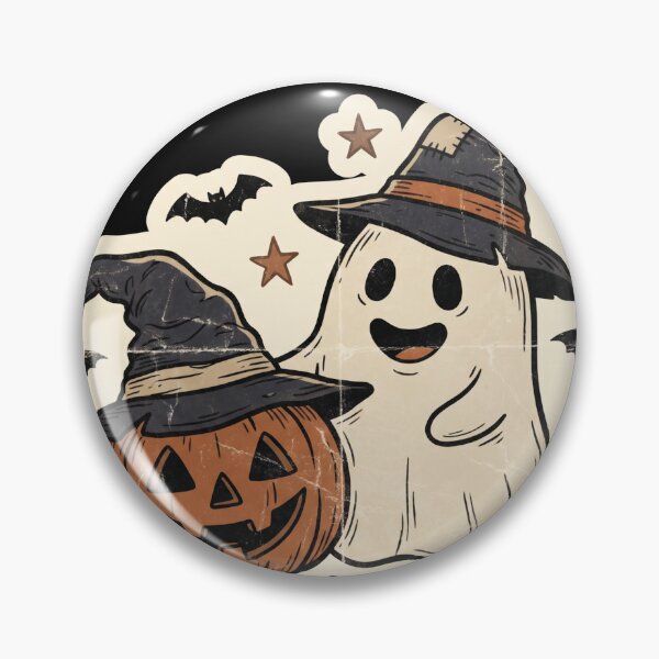 Item preview, Cute Vintage Halloween Ghost and Pumpkin Sticker designed and sold by TeNovaStudio.
