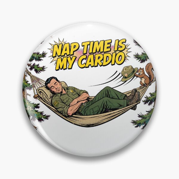 Item preview, Nap Time Is My Cardio Funny Park Ranger Gift Hammock Comic Art designed and sold by Neurospicy Trolls.