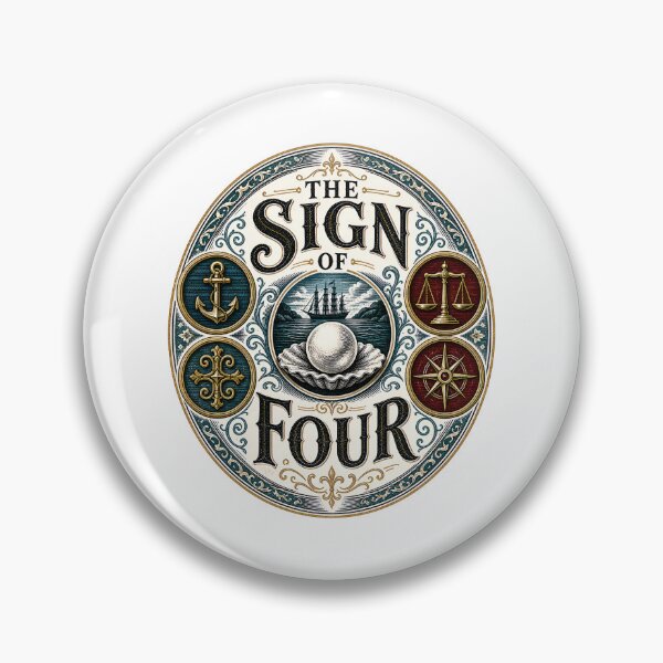 Item preview, The Sign of Four Sherlock Holmes Ornate Circular Crest Seal Art designed and sold by Fenay Designs.