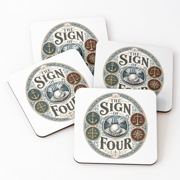 Item preview, The Sign of Four Sherlock Holmes Ornate Circular Crest Seal Art designed and sold by Fenay Designs.