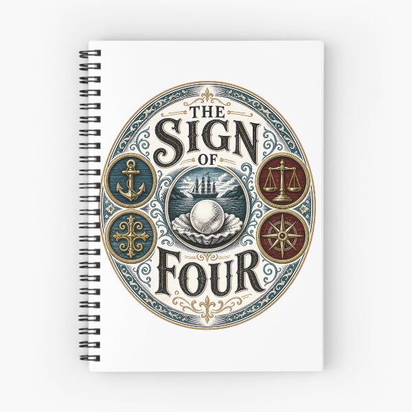 Item preview, The Sign of Four Sherlock Holmes Ornate Circular Crest Seal Art designed and sold by Fenay Designs.