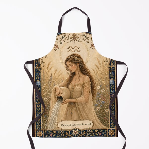 Item preview, Aquarius Zodiac Maiden | Celtic Art | Medieval Fantasy Faux Embroidery Print designed and sold by doinitzart.