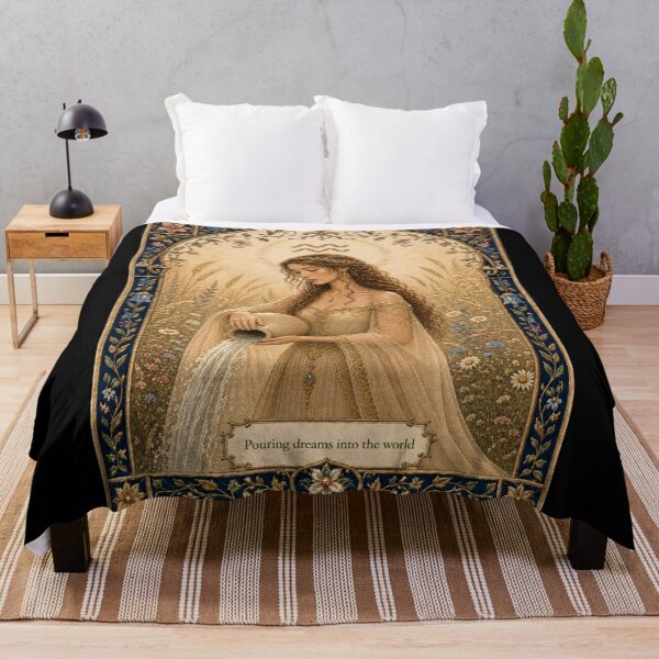 Item preview, Aquarius Zodiac Maiden | Celtic Art | Medieval Fantasy Faux Embroidery Print designed and sold by doinitzart.