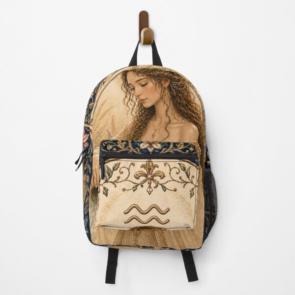 Item preview, Aquarius Zodiac Maiden | Celtic Art | Medieval Fantasy Faux Embroidery Print designed and sold by doinitzart.
