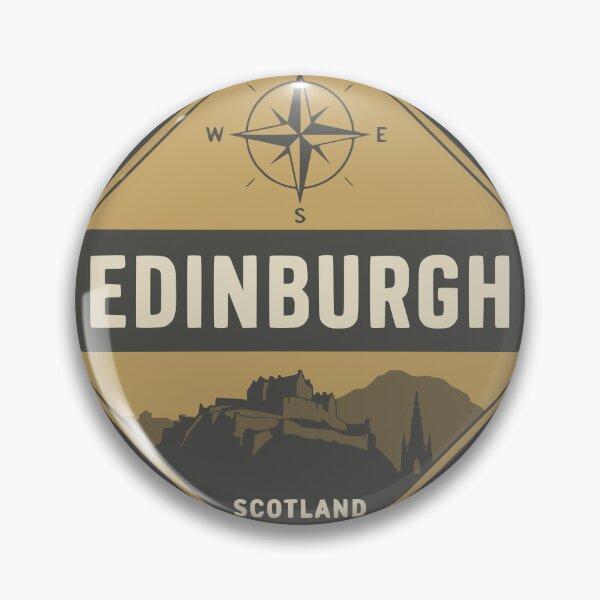 Item preview, Vintage Edinburgh Scotland Castle Cityscape Travel Badge designed and sold by Imaginationbeyond.