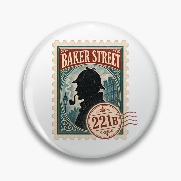 Item preview, Sherlock Holmes Baker Street 221B Vintage Postage Stamp Silhouette Art designed and sold by Fenay Designs.