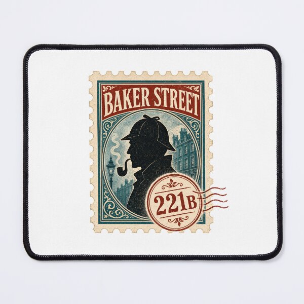 Item preview, Sherlock Holmes Baker Street 221B Vintage Postage Stamp Silhouette Art designed and sold by Fenay Designs.