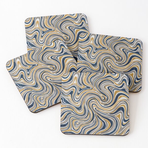 Item preview, Liquid Swirl Contemporary Abstract in Mustard Yellow, Navy Blue, Grey, and White designed and sold by Differenceee.