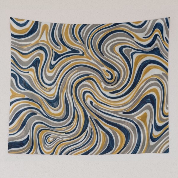 Item preview, Liquid Swirl Contemporary Abstract in Mustard Yellow, Navy Blue, Grey, and White designed and sold by Differenceee.