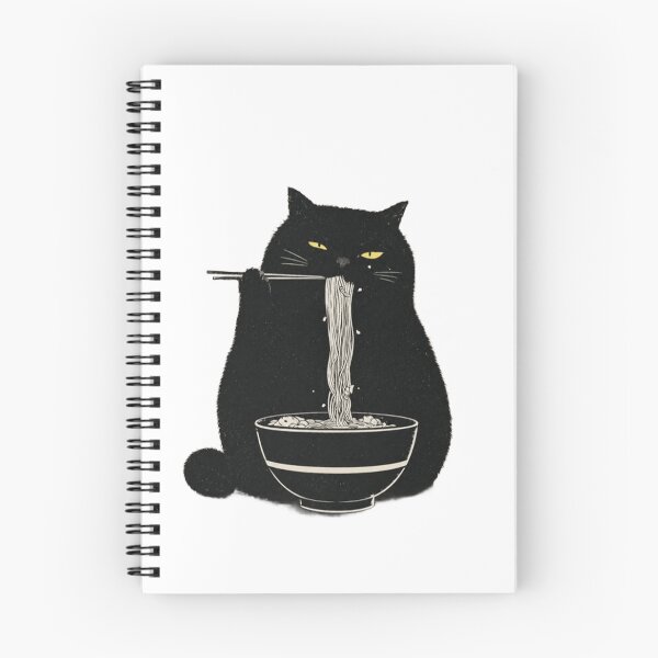 Item preview, Black Cat Eating Ramen Noodles Cartoon designed and sold by JossDesign15.