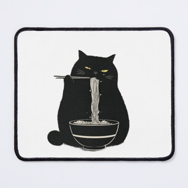 Item preview, Black Cat Eating Ramen Noodles Cartoon designed and sold by JossDesign15.