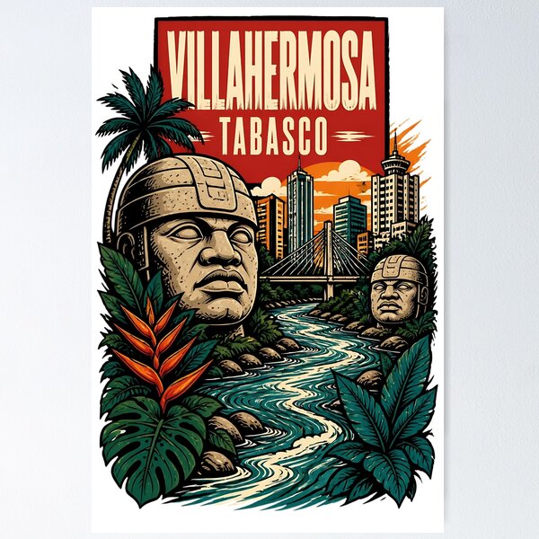 Item preview, Villahermosa Tabasco, Mexico Vintage Travel Tourism Art designed and sold by TravelersGems.