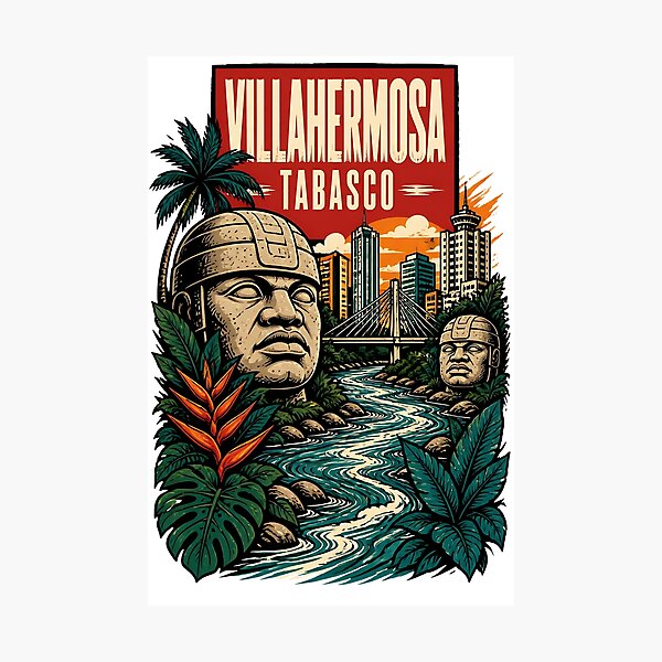 Item preview, Villahermosa Tabasco, Mexico Vintage Travel Tourism Art designed and sold by TravelersGems.