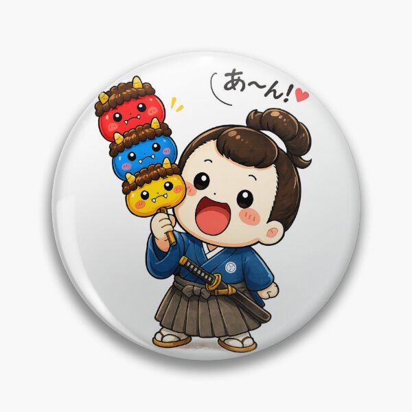 Item preview, Cute Chonmaru Eating Oni Dango | Kawaii Japanese Setsubun Sticker designed and sold by ComKomuJapan.