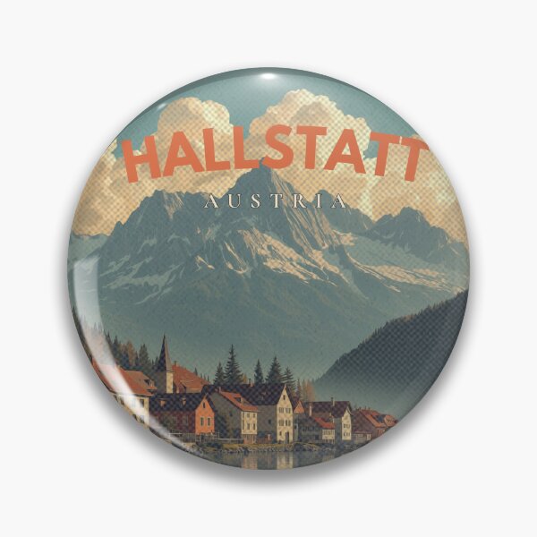 Item preview, Vintage Hallstatt Austria Alpine Lake Mid Century Poster designed and sold by KaBaRen.