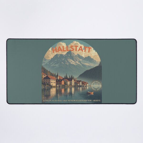 Item preview, Vintage Hallstatt Austria Alpine Lake Mid Century Poster designed and sold by KaBaRen.