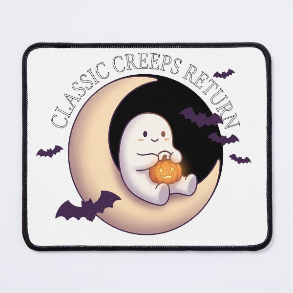 Item preview, Classic Creeps Return Cute Ghost on Crescent Moon designed and sold by TeNovaStudio ⭐⭐⭐⭐⭐.