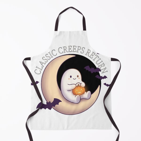 Item preview, Classic Creeps Return Cute Ghost on Crescent Moon designed and sold by TeNovaStudio ⭐⭐⭐⭐⭐.