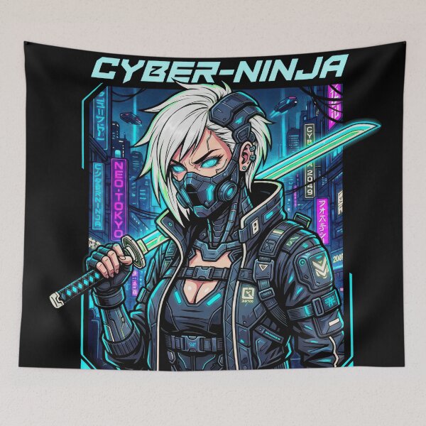 Item preview, Cyberpunk Ninja Girl Tokyo Sector 7 Anime Cyborg designed and sold by DigitalArtx-com.