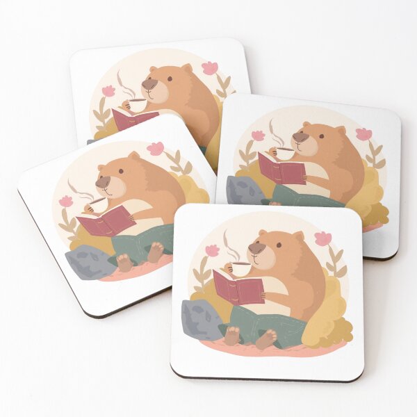 Item preview, Cozy Reading Bear with Coffee and Book designed and sold by redblink store.